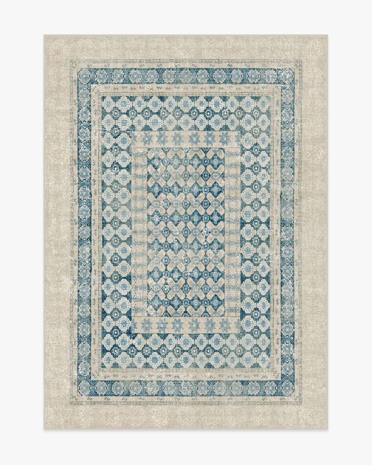 Cyrus Neutral & Blue washable rug