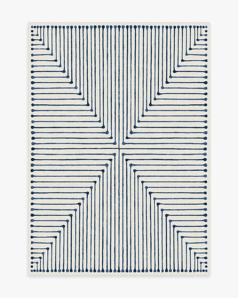 Inkdrop Slate Blue washable rug