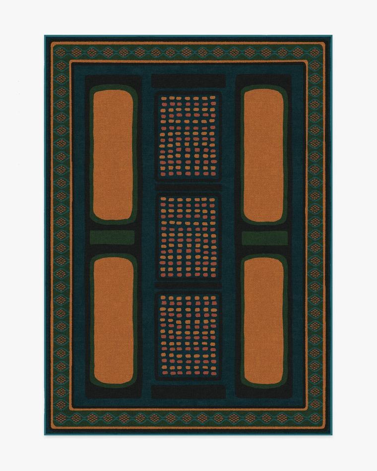Nerissa Teal & Gold washable rug