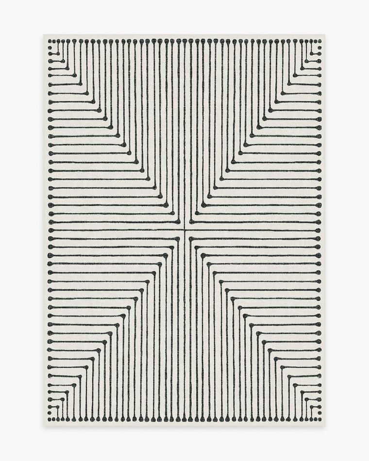 Inkdrop Black & Ivory washable rug