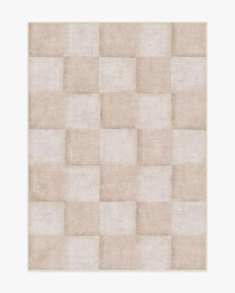 Hearth Check Neutral washable rug