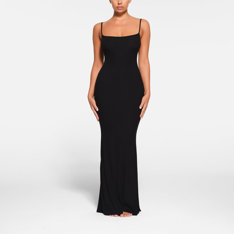Soft Lounge Petite Long Slip Dress (Onyx)