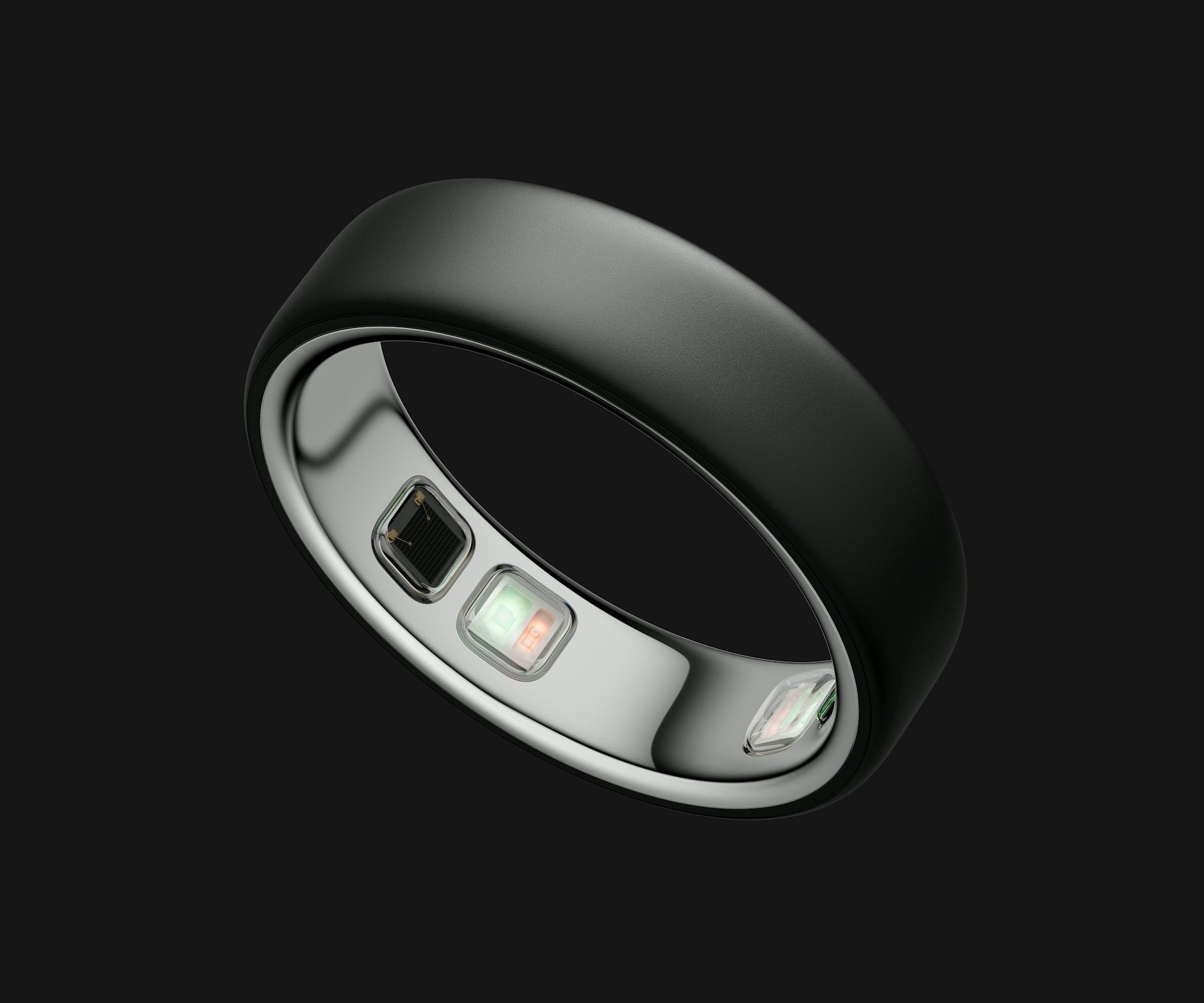 Titanium smart health ring in Stealth — sensors
