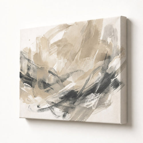 Abstract canvas print at a side angle showing the stretched canvas depth